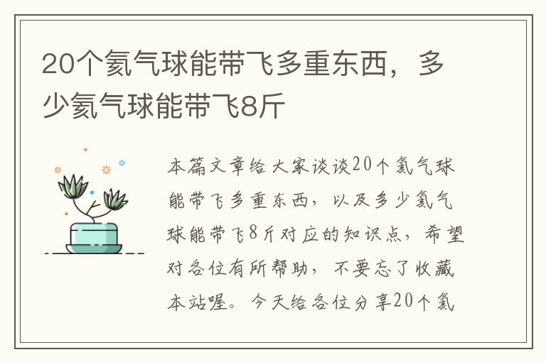 20个氦气球能带飞多重东西，多少氦气球能带飞8斤