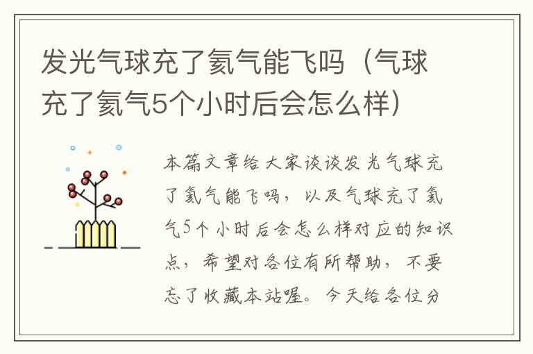 发光气球充了氦气能飞吗（气球充了氦气5个小时后会怎么样）