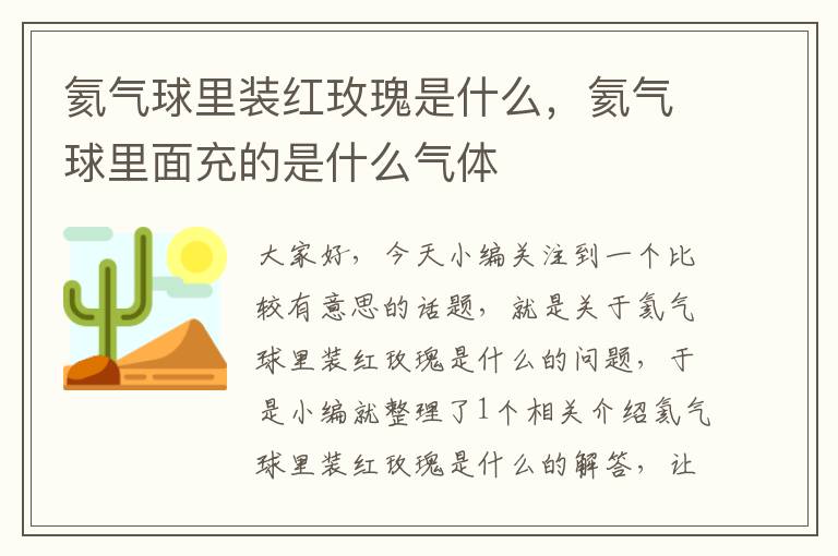 氦气球里装红玫瑰是什么，氦气球里面充的是什么气体