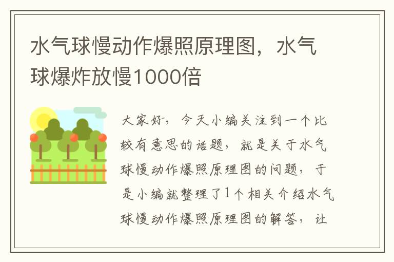 水气球慢动作爆照原理图，水气球爆炸放慢1000倍