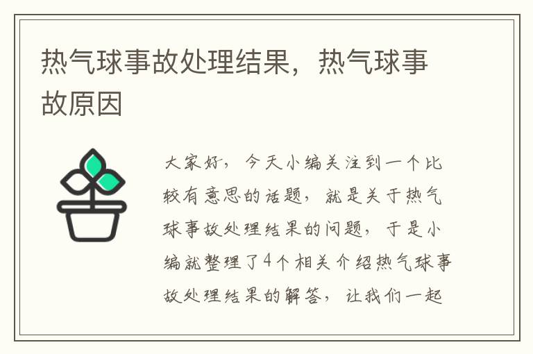 热气球事故处理结果，热气球事故原因