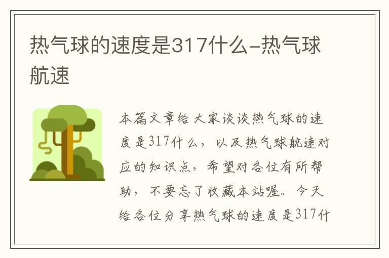 热气球的速度是317什么-热气球航速