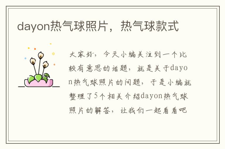 dayon热气球照片，热气球款式