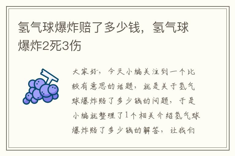 氢气球爆炸赔了多少钱，氢气球爆炸2死3伤